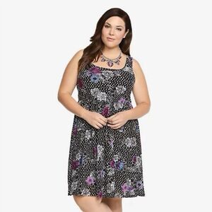 Torrid Floral Polka Dot Mesh Skater Dress 4/4x